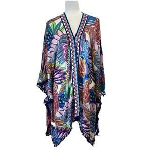 Trina Turk designer Paradise Plume Kimono Swim Cover-Up One Size beach cruise